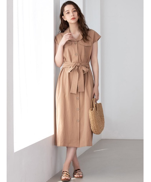 fifth（フィフス）の「ミリタリーシャツワンピース（シャツワンピース・レディース・ベージュ/カーキ・MEDIUM）」の2枚目の写真