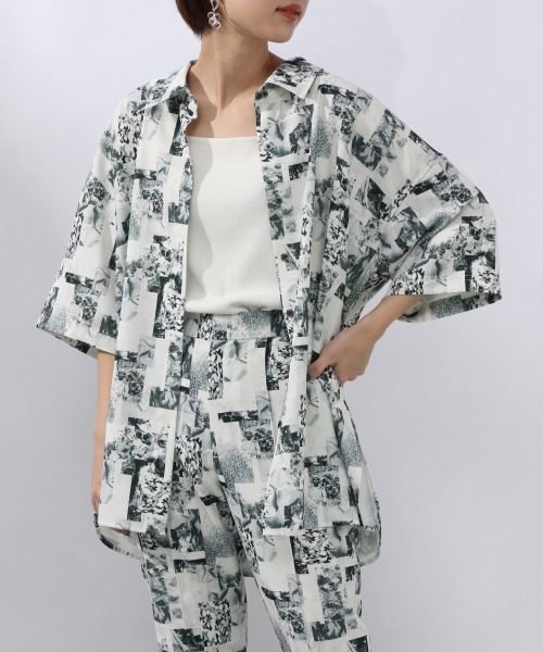 JEANASIS(ジーナシス)の「【SETUP対応】リサイクルコーヒーレギュラーシャツSS/952902(シャツ/ブラウス・レディース・ベージュ/アイボリー/モスグリーン/ブラック系その他・FREE)」の3枚目の写真