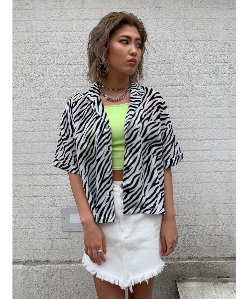 EGOIST（エゴイスト）の「ゼブラ柄半袖シャツ（シャツ/ブラウス・レディース・ライトブラウン/ブラック・FREE）」の8枚目の写真