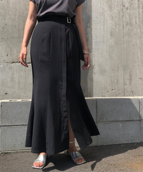 &g'aime（アンジェム）の「【&g’aime】サイドベルトマーメイドスカート（スカート・レディース・ブラック/ベージュ/ライトグリーン・FREE）」の2枚目の写真