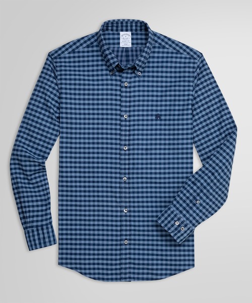 BROOKS BROTHERS(ブルックスブラザーズ)の「GF ストレッチコットンツイル インディゴダイ ギンガムチェック カジュアルシャツ Regent Fit(シャツ/ブラウス・メンズ・ブルー・MEDIUM/LARGE/X-SMALL/SMALL)」の1枚目の写真