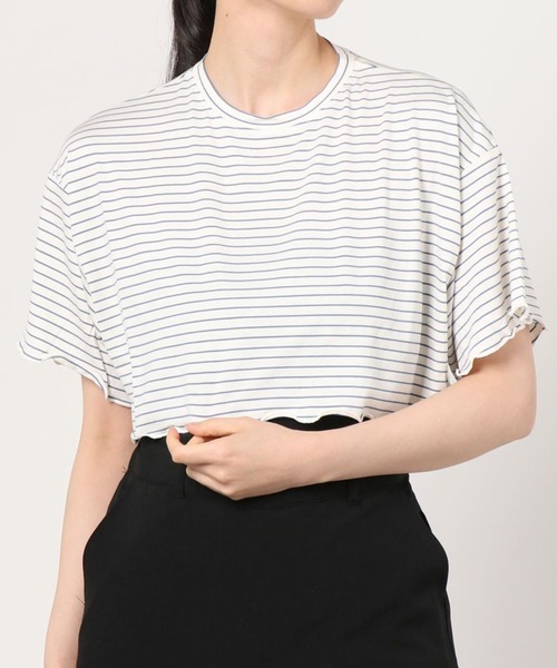 dispark（ディスパーク）の「DISPARK/とろみボーダーショートT（Tシャツ/カットソー・レディース・オレンジ系その他6/ブルー系その他5・FREE）」の3枚目の写真