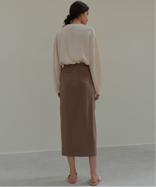 Moia（モイア）の「【Moia】SLIT SKIRT / モイア リネン スリット ロング スカート（スカート・レディース・クリーム/ブラウン・SMALL/MEDIUM）」の11枚目の写真