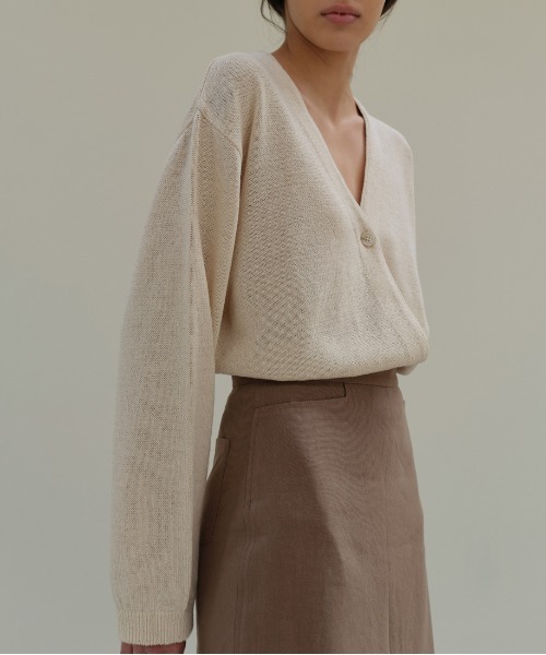 Moia（モイア）の「【Moia】SLIT SKIRT / モイア リネン スリット ロング スカート（スカート・レディース・クリーム/ブラウン・SMALL/MEDIUM）」の13枚目の写真