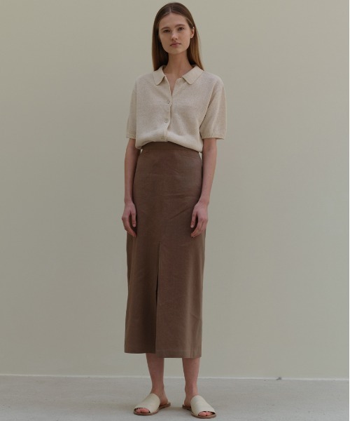 Moia（モイア）の「【Moia】SLIT SKIRT / モイア リネン スリット ロング スカート（スカート・レディース・クリーム/ブラウン・SMALL/MEDIUM）」の14枚目の写真