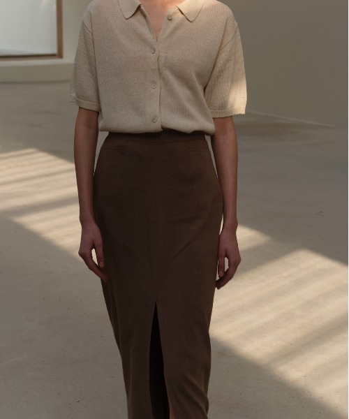 Moia（モイア）の「【Moia】SLIT SKIRT / モイア リネン スリット ロング スカート（スカート・レディース・クリーム/ブラウン・SMALL/MEDIUM）」の17枚目の写真