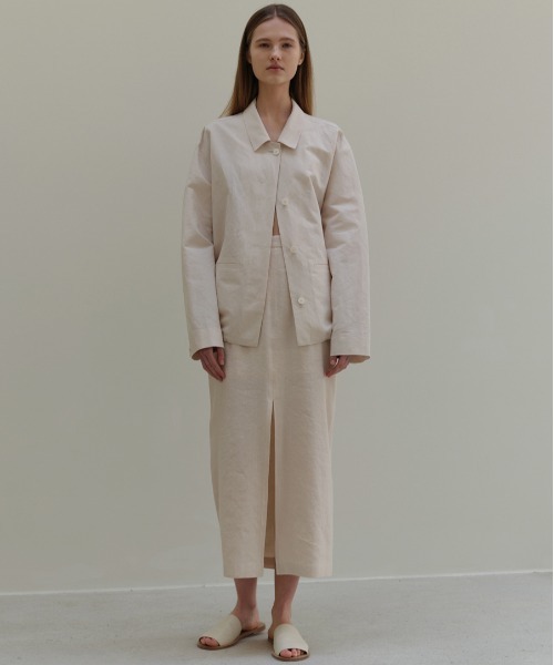 Moia（モイア）の「【Moia】SLIT SKIRT / モイア リネン スリット ロング スカート（スカート・レディース・クリーム/ブラウン・SMALL/MEDIUM）」の20枚目の写真