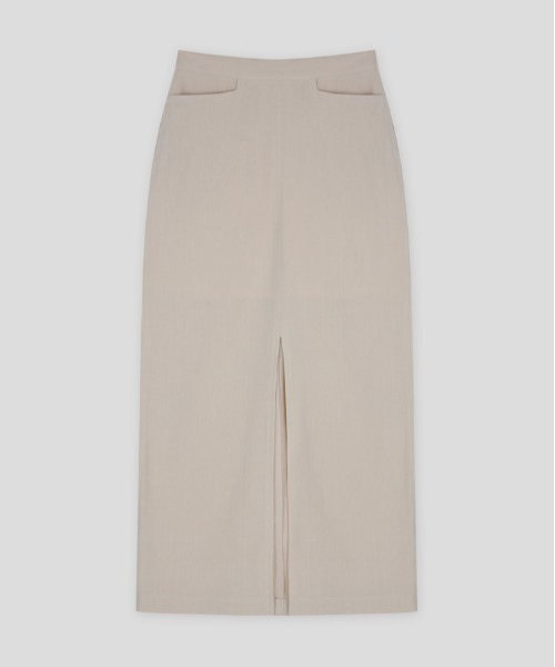 Moia（モイア）の「【Moia】SLIT SKIRT / モイア リネン スリット ロング スカート（スカート・レディース・クリーム/ブラウン・SMALL/MEDIUM）」の5枚目の写真