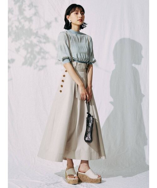 MERCURYDUO（マーキュリーデュオ）の「シャンブレーハイウエストタックスカート（スカート・レディース・ベージュ/カーキ・SMALL/MEDIUM）」の9枚目の写真
