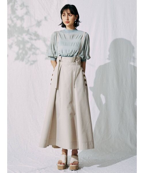 MERCURYDUO（マーキュリーデュオ）の「シャンブレーハイウエストタックスカート（スカート・レディース・ベージュ/カーキ・SMALL/MEDIUM）」の15枚目の写真