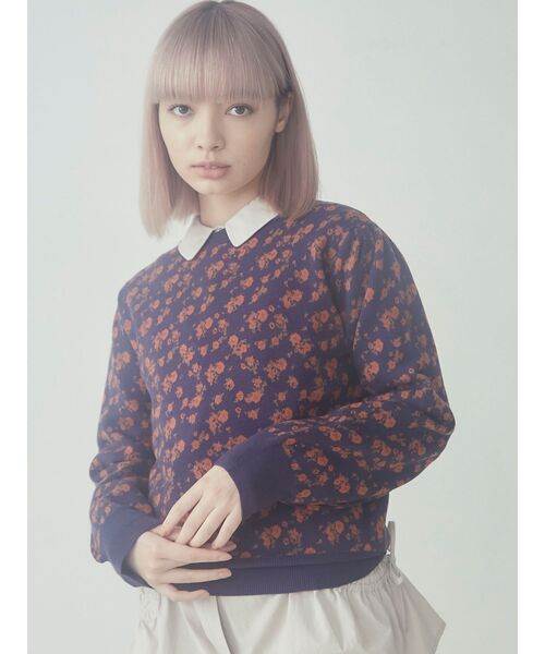 merry jenny(メリージェニー)の「flower gardenジャガードニット(ニット/セーター・レディース・オフホワイト/ネイビー/ブラウン・FREE)」の1枚目の写真