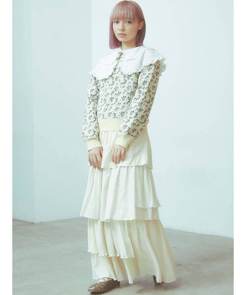 merry jenny(メリージェニー)の「flower gardenジャガードニット(ニット/セーター・レディース・オフホワイト/ネイビー/ブラウン・FREE)」の13枚目の写真