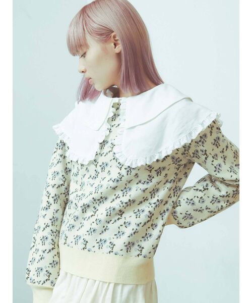 merry jenny(メリージェニー)の「flower gardenジャガードニット(ニット/セーター・レディース・オフホワイト/ネイビー/ブラウン・FREE)」の17枚目の写真