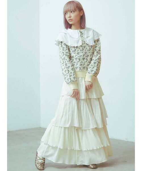 merry jenny(メリージェニー)の「flower gardenジャガードニット(ニット/セーター・レディース・オフホワイト/ネイビー/ブラウン・FREE)」の18枚目の写真