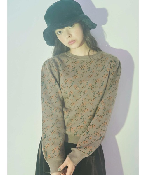 merry jenny(メリージェニー)の「flower gardenジャガードニット(ニット/セーター・レディース・オフホワイト/ネイビー/ブラウン・FREE)」の3枚目の写真