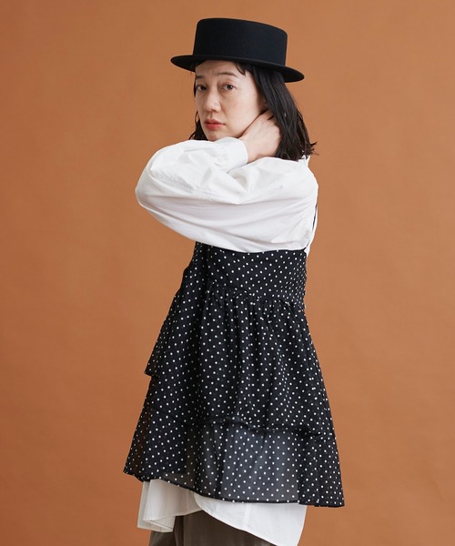 Malle（マル）の「malle コットン/ドットプリント フリルキャミ