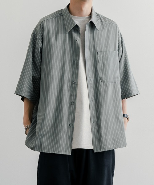 epnok（エプノック）の「サイドスリットストライプシャツ（シャツ/ブラウス・メンズ・ブラック/グレー/ネイビー・SMALL/MEDIUM/LARGE）」の4枚目の写真