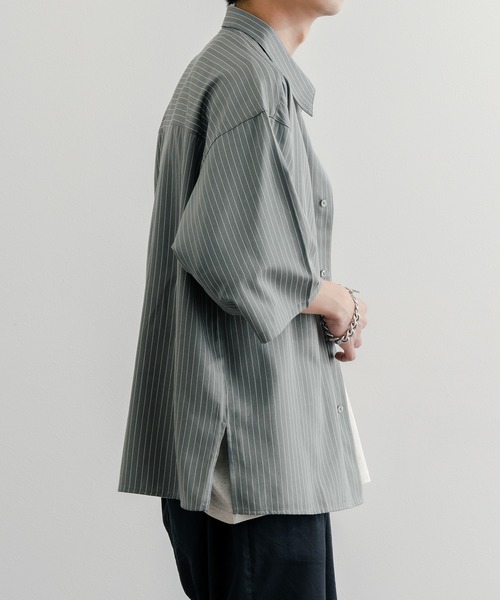 epnok（エプノック）の「サイドスリットストライプシャツ（シャツ/ブラウス・メンズ・ブラック/グレー/ネイビー・SMALL/MEDIUM/LARGE）」の5枚目の写真