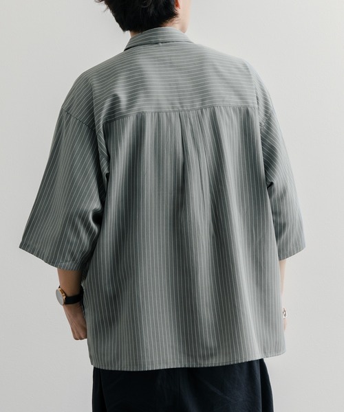 epnok（エプノック）の「サイドスリットストライプシャツ（シャツ/ブラウス・メンズ・ブラック/グレー/ネイビー・SMALL/MEDIUM/LARGE）」の7枚目の写真