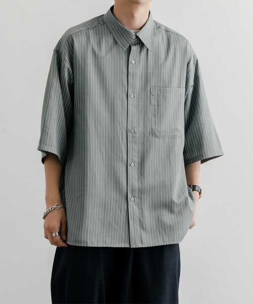 epnok（エプノック）の「サイドスリットストライプシャツ（シャツ/ブラウス・メンズ・ブラック/グレー/ネイビー・SMALL/MEDIUM/LARGE）」の8枚目の写真