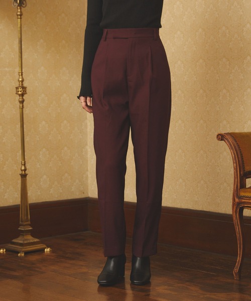 PURIL（ピュリル）の「【PURIL】TRセンタープレス タック入りテーパードパンツ（スラックス・レディース・ブラウン/カーキ/ボルドー・S/M）」の12枚目の写真