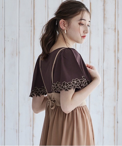12Twelve Agenda（トゥエルブ　アジェンダ）の「Vネック刺繍フレアスリーブニットプルオーバー（ニット/セーター・レディース・ブラウン/アイボリー/ブラック・M）」の15枚目の写真