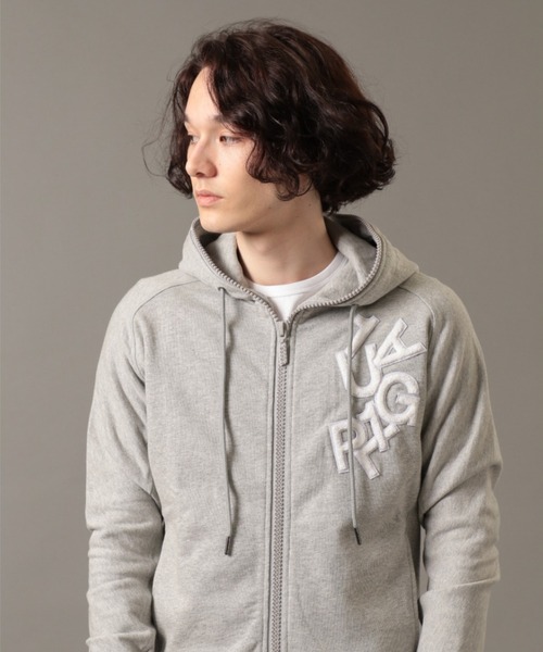 1piu1uguale3 RELAX(ウノピュウノウグァーレトレリラックス)の「【別注】1PIU1UGUALE3 RELAX/ウノピゥ ウノ ウグァーレ トレ リラックス/RIB LOGO ZIP HOODIE(パーカー・メンズ・グレー/ブラック・XX-LARGE/X-LARGE/LARGE/MEDIUM/SMALL)」の4枚目の写真