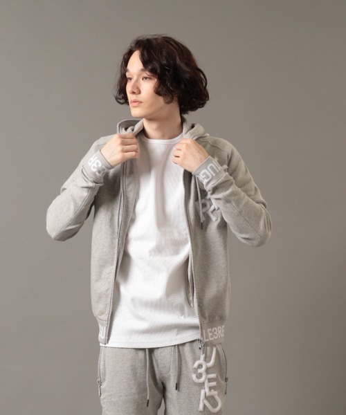 1piu1uguale3 RELAX(ウノピュウノウグァーレトレリラックス)の「【別注】1PIU1UGUALE3 RELAX/ウノピゥ ウノ ウグァーレ トレ リラックス/RIB LOGO ZIP HOODIE(パーカー・メンズ・グレー/ブラック・XX-LARGE/X-LARGE/LARGE/MEDIUM/SMALL)」の7枚目の写真