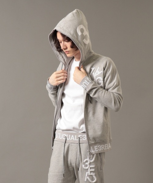 1piu1uguale3 RELAX(ウノピュウノウグァーレトレリラックス)の「【別注】1PIU1UGUALE3 RELAX/ウノピゥ ウノ ウグァーレ トレ リラックス/RIB LOGO ZIP HOODIE(パーカー・メンズ・グレー/ブラック・XX-LARGE/X-LARGE/LARGE/MEDIUM/SMALL)」の9枚目の写真