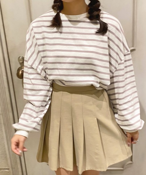 apres jour（アプレジュール）の「ボーダー袖ボリュームロンＴ【ZOZOTOWN限定アイテム】（Tシャツ/カットソー・レディース・オフホワイト/ラベンダー・フリー/X-LARGE）」の12枚目の写真