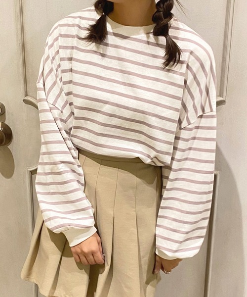 apres jour（アプレジュール）の「ボーダー袖ボリュームロンＴ【ZOZOTOWN限定アイテム】（Tシャツ/カットソー・レディース・オフホワイト/ラベンダー・フリー/X-LARGE）」の13枚目の写真