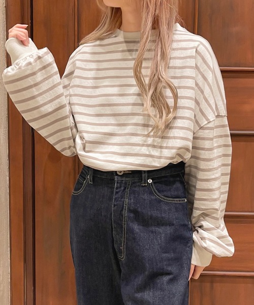 apres jour（アプレジュール）の「ボーダー袖ボリュームロンＴ【ZOZOTOWN限定アイテム】（Tシャツ/カットソー・レディース・オフホワイト/ラベンダー・フリー/X-LARGE）」の19枚目の写真