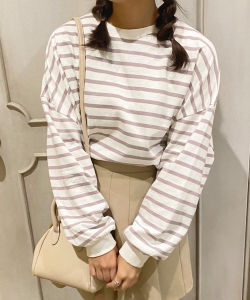 apres jour（アプレジュール）の「ボーダー袖ボリュームロンＴ【ZOZOTOWN限定アイテム】（Tシャツ/カットソー・レディース・オフホワイト/ラベンダー・フリー/X-LARGE）」の20枚目の写真