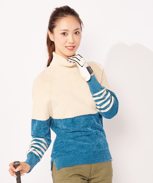 FILA（フィラ）の「【FILA GOLF/フィラゴルフ】バイカラー タートルネック 袖ライン入り セーター（ニット/セーター・レディース・ブルー/ブラック/オレンジ・M/LL/L）」の12枚目の写真