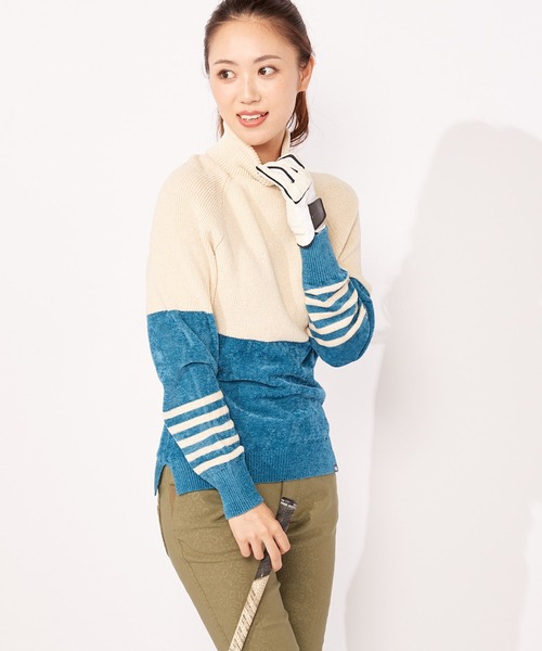 FILA（フィラ）の「【FILA GOLF/フィラゴルフ】バイカラー タートルネック 袖ライン入り セーター（ニット/セーター・レディース・ブルー/ブラック/オレンジ・M/LL/L）」の11枚目の写真