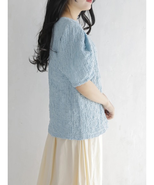 Areeam（アリーム）の「くしゅくしゅトップス（Tシャツ/カットソー・レディース・アイボリー/ミント・FREE）」の3枚目の写真