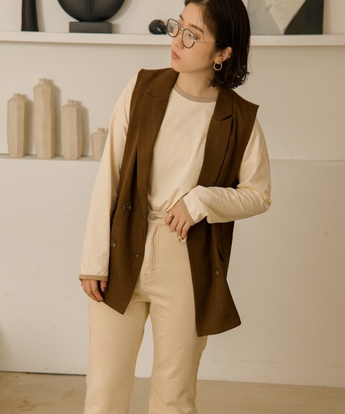 Ambre Neige(アンブルネージュ)の「リンガーパイピングロングスリーブT/【WEB/EC限定商品】(Tシャツ/カットソー・レディース・ダークブラウン/ベージュ/アイボリー/クリーム・FREE)」の10枚目の写真