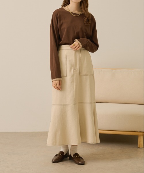 Ambre Neige(アンブルネージュ)の「リンガーパイピングロングスリーブT/【WEB/EC限定商品】(Tシャツ/カットソー・レディース・ダークブラウン/ベージュ/アイボリー/クリーム・FREE)」の14枚目の写真