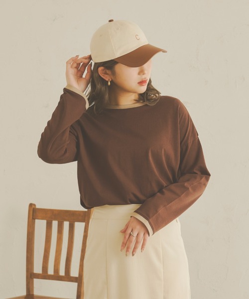 Ambre Neige(アンブルネージュ)の「リンガーパイピングロングスリーブT/【WEB/EC限定商品】(Tシャツ/カットソー・レディース・ダークブラウン/ベージュ/アイボリー/クリーム・FREE)」の20枚目の写真