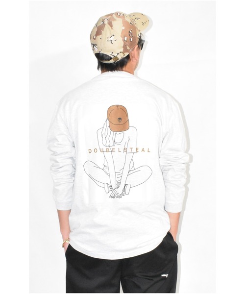 DOUBLE STEAL(ダブルスティール)の「Crouch Girl Tシャツ(Tシャツ/カットソー・メンズ・ホワイト/アッシュグレー/ベージュ/グレー・MEDIUM/LARGE/X-LARGE)」の1枚目の写真