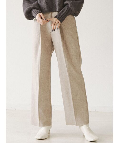 MURUA（ムルーア）の「フロントタックウールライクパンツ（その他パンツ・レディース・アイボリー/グレー/マスタード・1/2）」の2枚目の写真