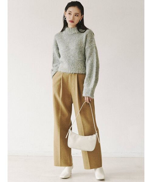 MURUA（ムルーア）の「フロントタックウールライクパンツ（その他パンツ・レディース・アイボリー/グレー/マスタード・1/2）」の6枚目の写真