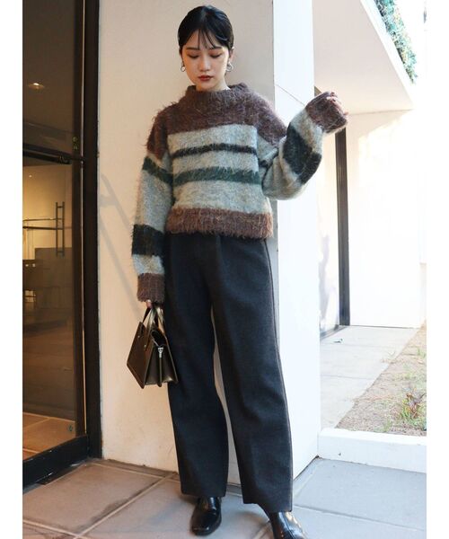 MURUA（ムルーア）の「フロントタックウールライクパンツ（その他パンツ・レディース・アイボリー/グレー/マスタード・1/2）」の11枚目の写真