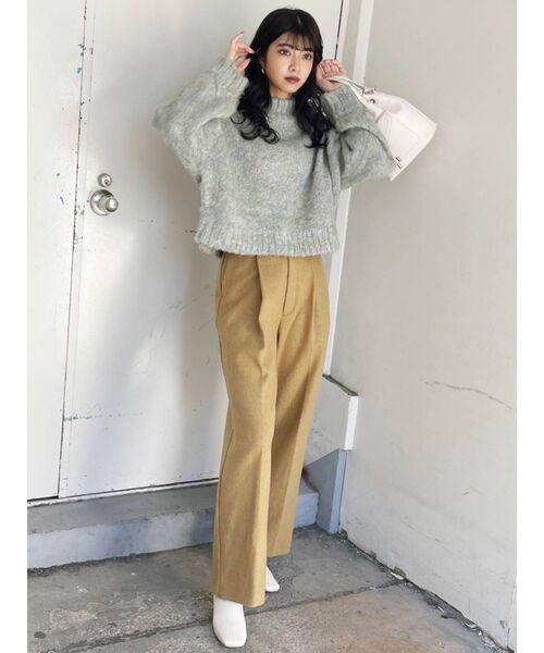 MURUA（ムルーア）の「フロントタックウールライクパンツ（その他パンツ・レディース・アイボリー/グレー/マスタード・1/2）」の7枚目の写真