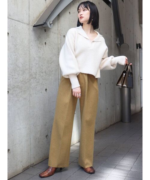 MURUA（ムルーア）の「フロントタックウールライクパンツ（その他パンツ・レディース・アイボリー/グレー/マスタード・1/2）」の16枚目の写真