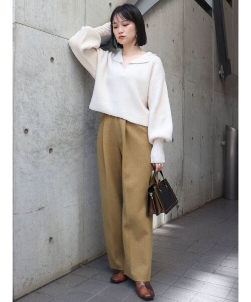 MURUA（ムルーア）の「フロントタックウールライクパンツ（その他パンツ・レディース・アイボリー/グレー/マスタード・1/2）」の18枚目の写真