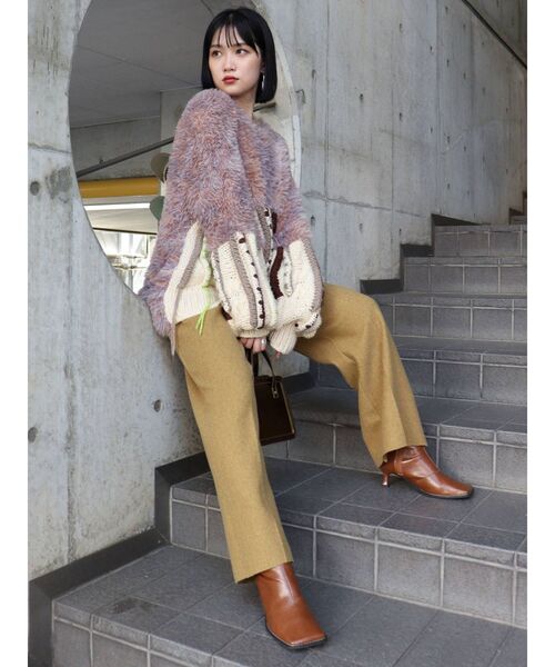 MURUA（ムルーア）の「フロントタックウールライクパンツ（その他パンツ・レディース・アイボリー/グレー/マスタード・1/2）」の8枚目の写真