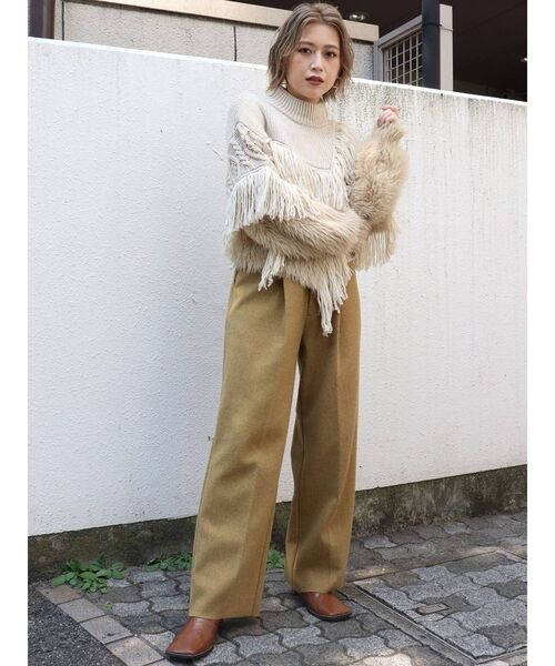 MURUA（ムルーア）の「フロントタックウールライクパンツ（その他パンツ・レディース・アイボリー/グレー/マスタード・1/2）」の22枚目の写真