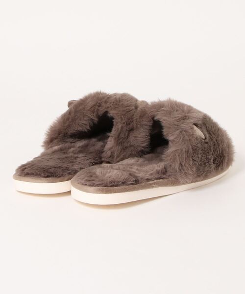 Monocoro toppi（モノコロトッピ）の「猫耳 ファー もこもこ ルームシューズ サンダル（サンダル・レディース・グレー/アイボリー/モカ・フリー）」の4枚目の写真