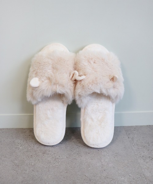 Monocoro toppi（モノコロトッピ）の「猫耳 ファー もこもこ ルームシューズ サンダル（サンダル・レディース・グレー/アイボリー/モカ・フリー）」の6枚目の写真